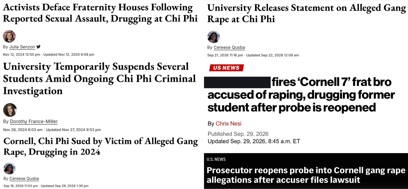 A collage of news headlines about the case.